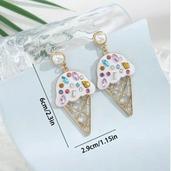 🔅🆕 🔅 Darling BoHo Rhinestone 🍭 Ice Cream Earrings 🍦✨ - Picture 8 of 13